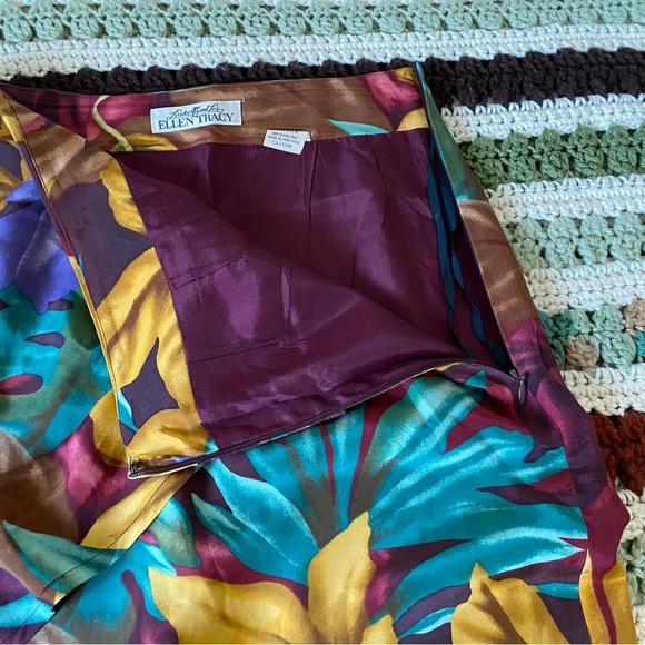 100% SILK ‼️ Linda Allard for ELLEN TRACY Floral Multicolor Skirt - Picture 5 of 8